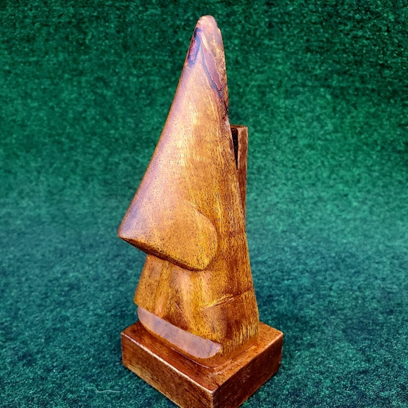 VTG MCM Easter Island Style Handcarved Wood Eyeglasses Stand 7in - Picture 2 of 11